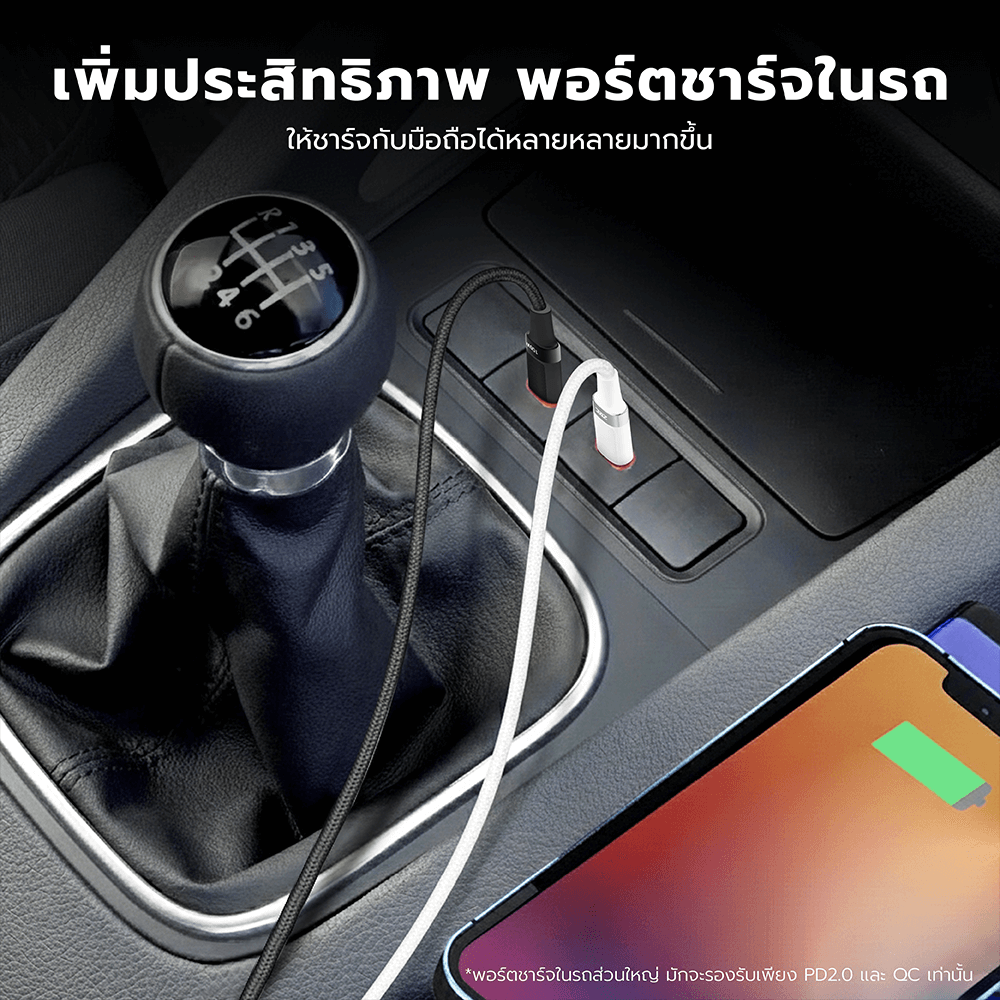 สายชาร์จ AI ZTEC ZC711 5A 100W สีดำ แปลงเทคโนโลยีชาร์จเร็ว PD2.0 เป็น PD3.0 และ PPS